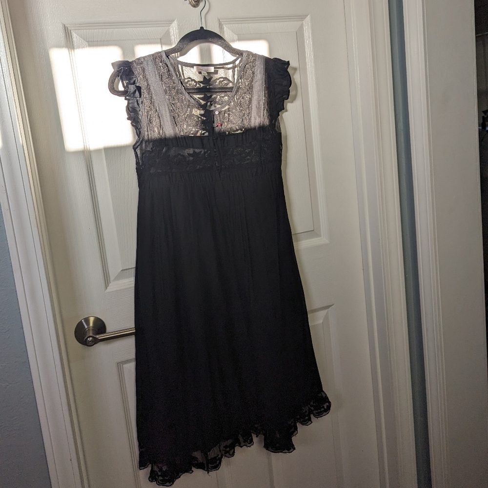 Les Petites Collection Black Lace and Silk Dress T1/XS